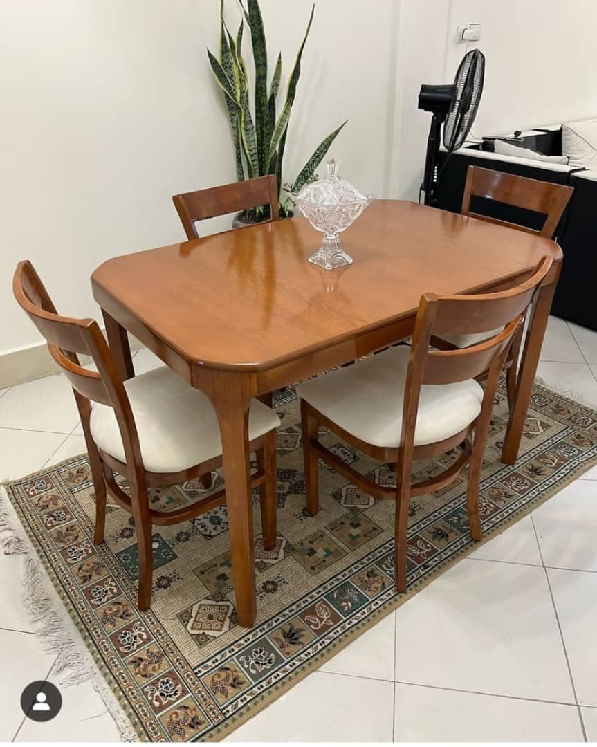 میز نهارخوری چوب روس و چوب راش 4نفره و 6نفره مدل دو تیرک